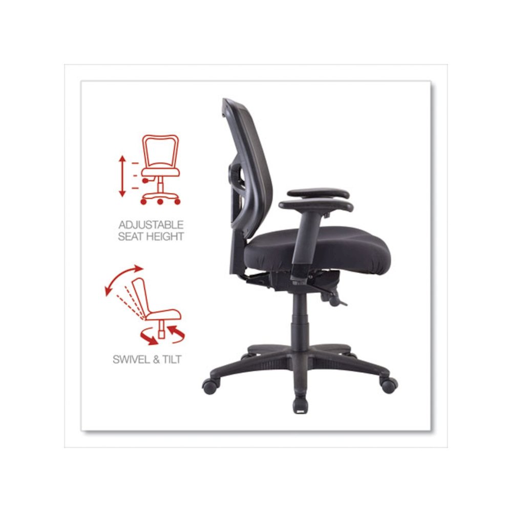 Alera Elusion Series Mesh Mid-Back Swivel/Tilt Chair, Supports Up to 275 lb, 17.9" to 21.8" Seat Height, Black. Picture 5