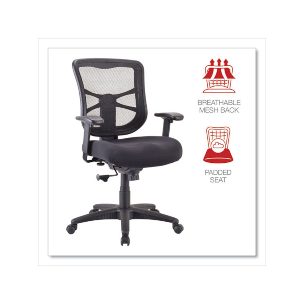 Alera Elusion Series Mesh Mid-Back Swivel/Tilt Chair, Supports Up to 275 lb, 17.9" to 21.8" Seat Height, Black. Picture 6