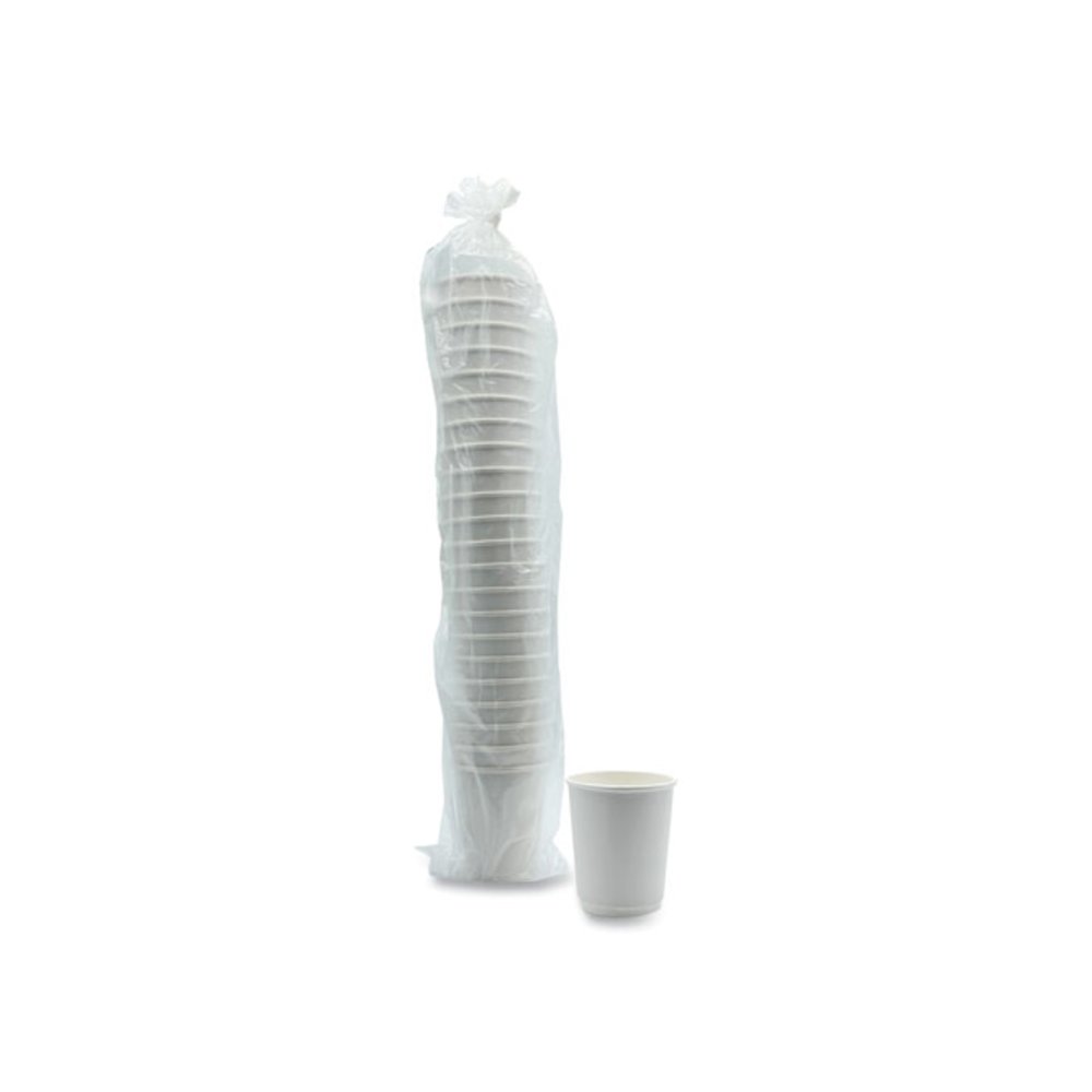 Paper Hot Cups, Double-Walled, 8 oz, White, 500/Carton. Picture 3