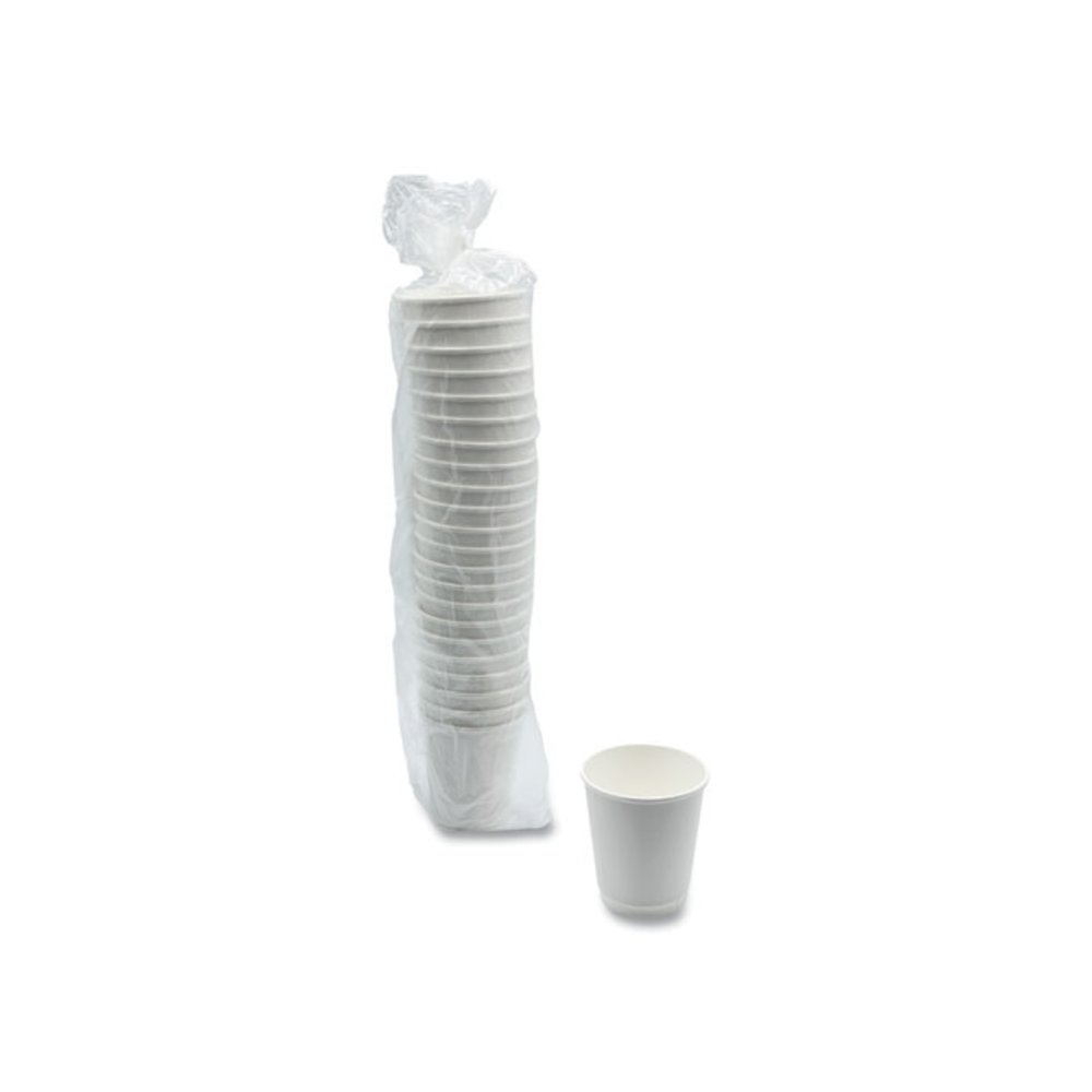 Paper Hot Cups, Double-Walled, 10 oz, White, 500/Carton. Picture 4