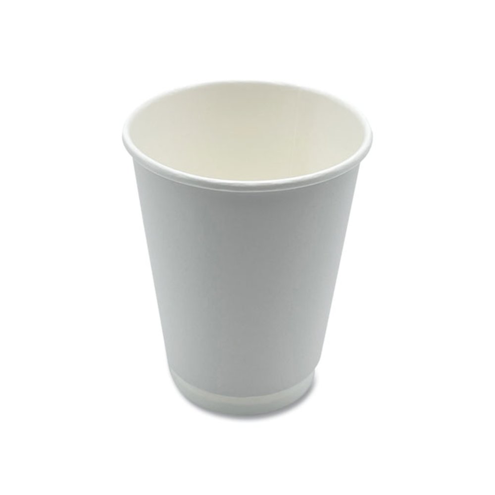 Paper Hot Cups, Double-Walled, 12 oz, White, 500/Carton. Picture 2