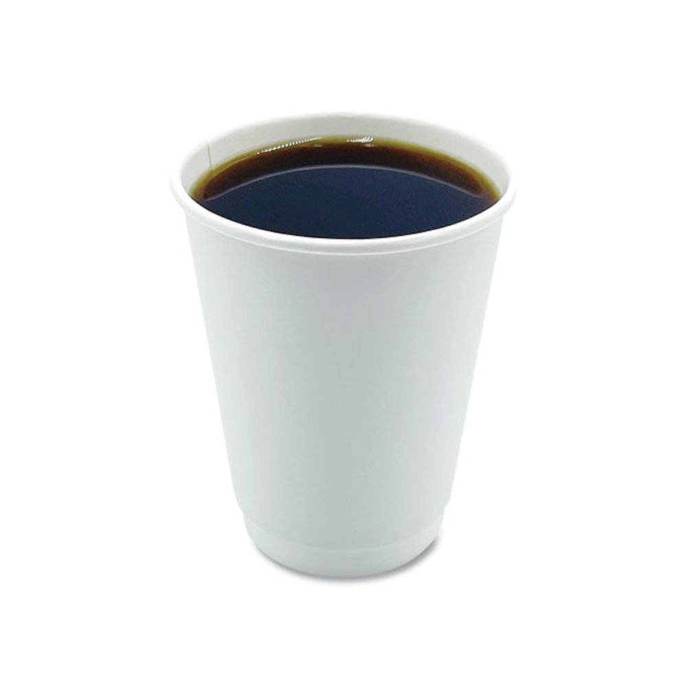Paper Hot Cups, Double-Walled, 12 oz, White, 500/Carton. Picture 3