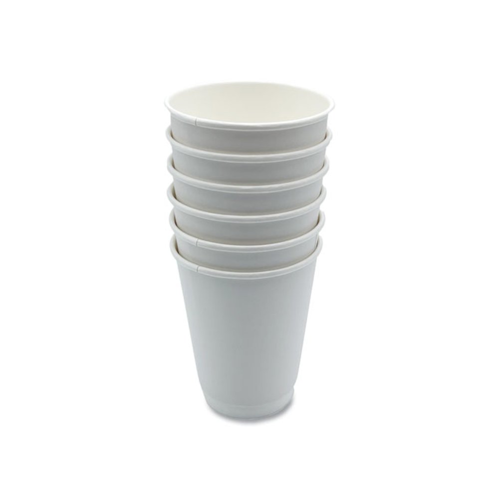 Paper Hot Cups, Double-Walled, 12 oz, White, 500/Carton. Picture 4