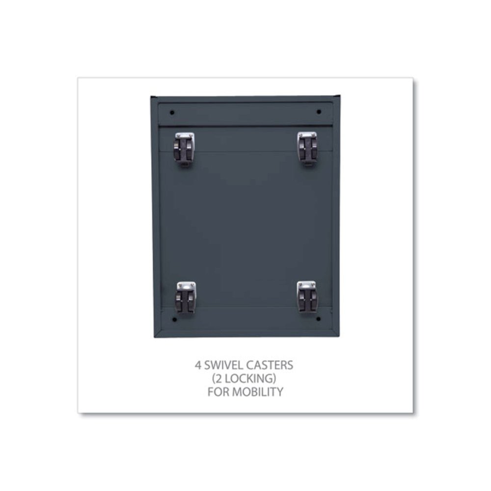 File Pedestal with Full-Length Pull, Left or Right, 3-Drawers: Box/Box/File, Legal/Letter, Charcoal, 14.96" x 19.29" x 27.75". Picture 4