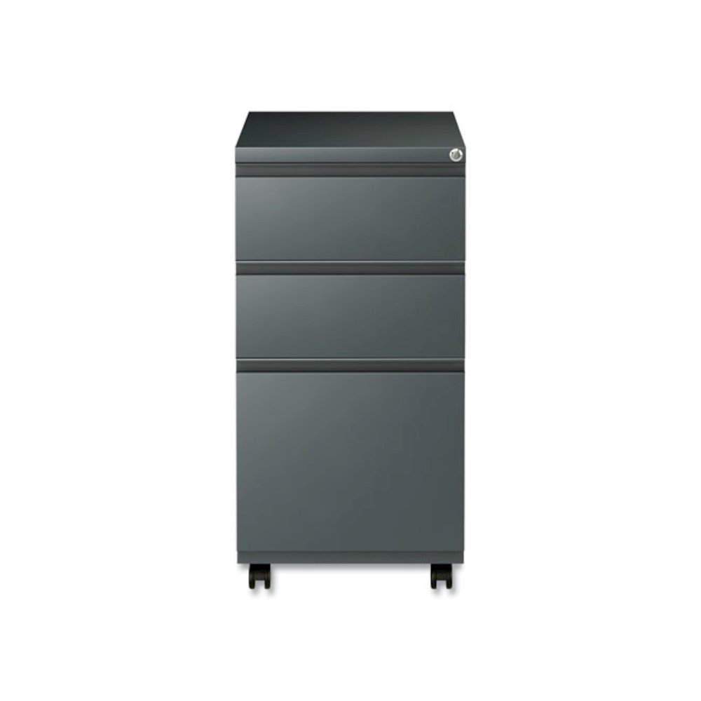 File Pedestal with Full-Length Pull, Left or Right, 3-Drawers: Box/Box/File, Legal/Letter, Charcoal, 14.96" x 19.29" x 27.75". Picture 5