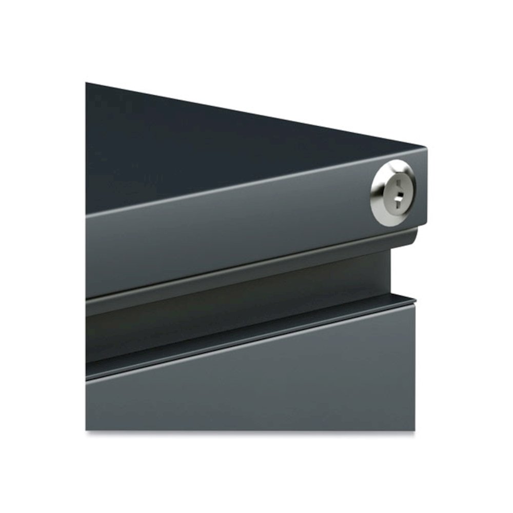 File Pedestal with Full-Length Pull, Left or Right, 3-Drawers: Box/Box/File, Legal/Letter, Charcoal, 14.96" x 19.29" x 27.75". Picture 6