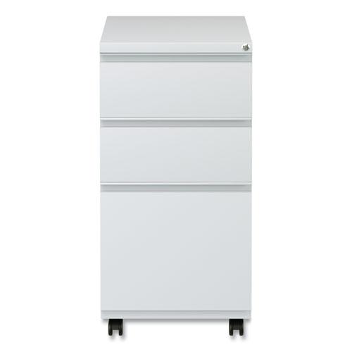 File Pedestal with Full-Length Pull, Left/Right, 3-Drawers: Box/Box/File, Legal/Letter, Light Gray, 14.96" x 19.29" x 27.75". Picture 5