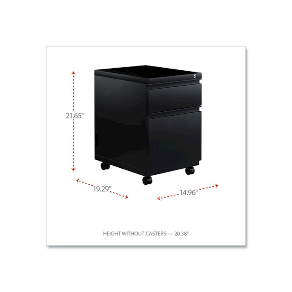 File Pedestal with Full-Length Pull, Left or Right, 2-Drawers: Box/File, Legal/Letter, Black, 14.96" x 19.29" x 21.65". Picture 2