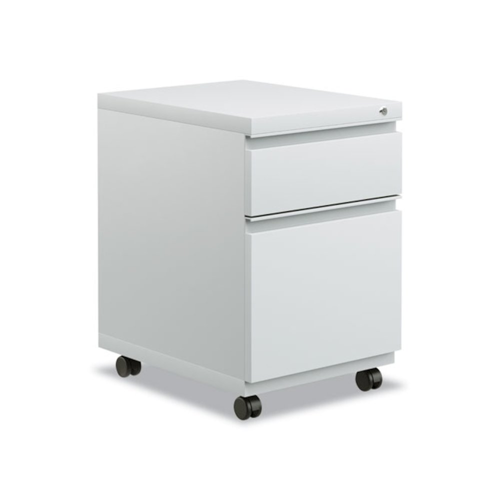 File Pedestal with Full-Length Pull, Left or Right, 2-Drawers: Box/File, Legal/Letter, Light Gray, 14.96" x 19.29" x 21.65". Picture 1