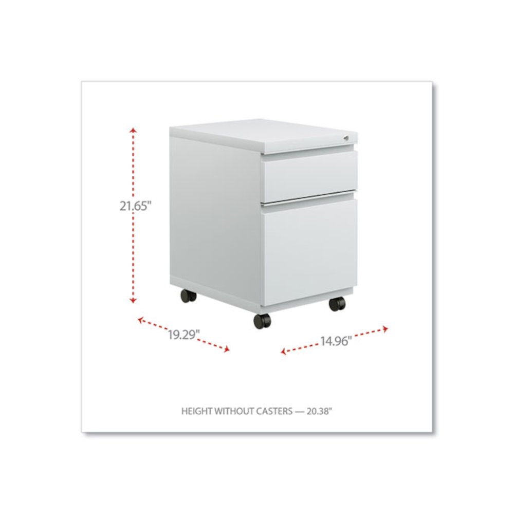 File Pedestal with Full-Length Pull, Left or Right, 2-Drawers: Box/File, Legal/Letter, Light Gray, 14.96" x 19.29" x 21.65". Picture 2