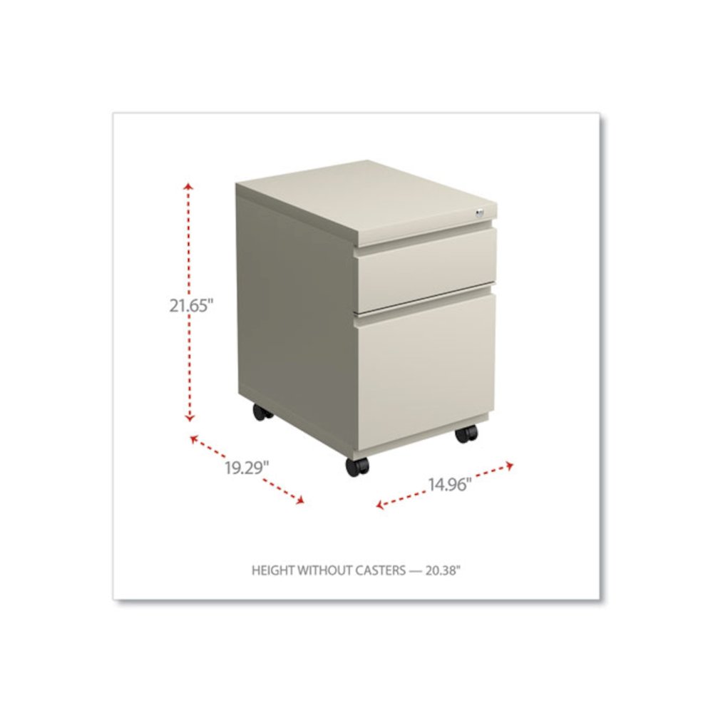 File Pedestal with Full-Length Pull, Left or Right, 2-Drawers: Box/File, Legal/Letter, Putty, 14.96" x 19.29" x 21.65". Picture 2