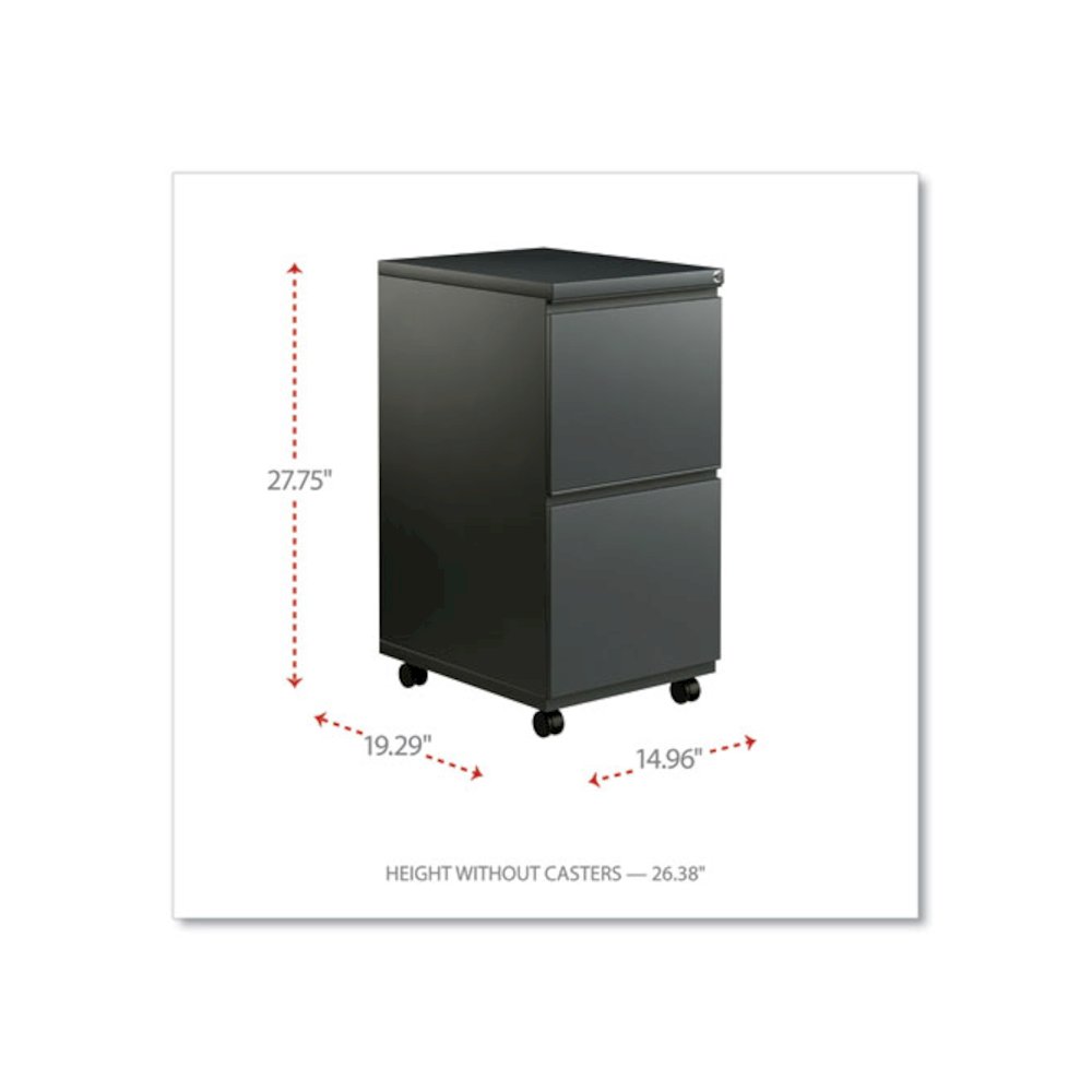 File Pedestal with Full-Length Pull, Left or Right, 2 Legal/Letter-Size File Drawers, Charcoal, 14.96" x 19.29" x 27.75". Picture 2