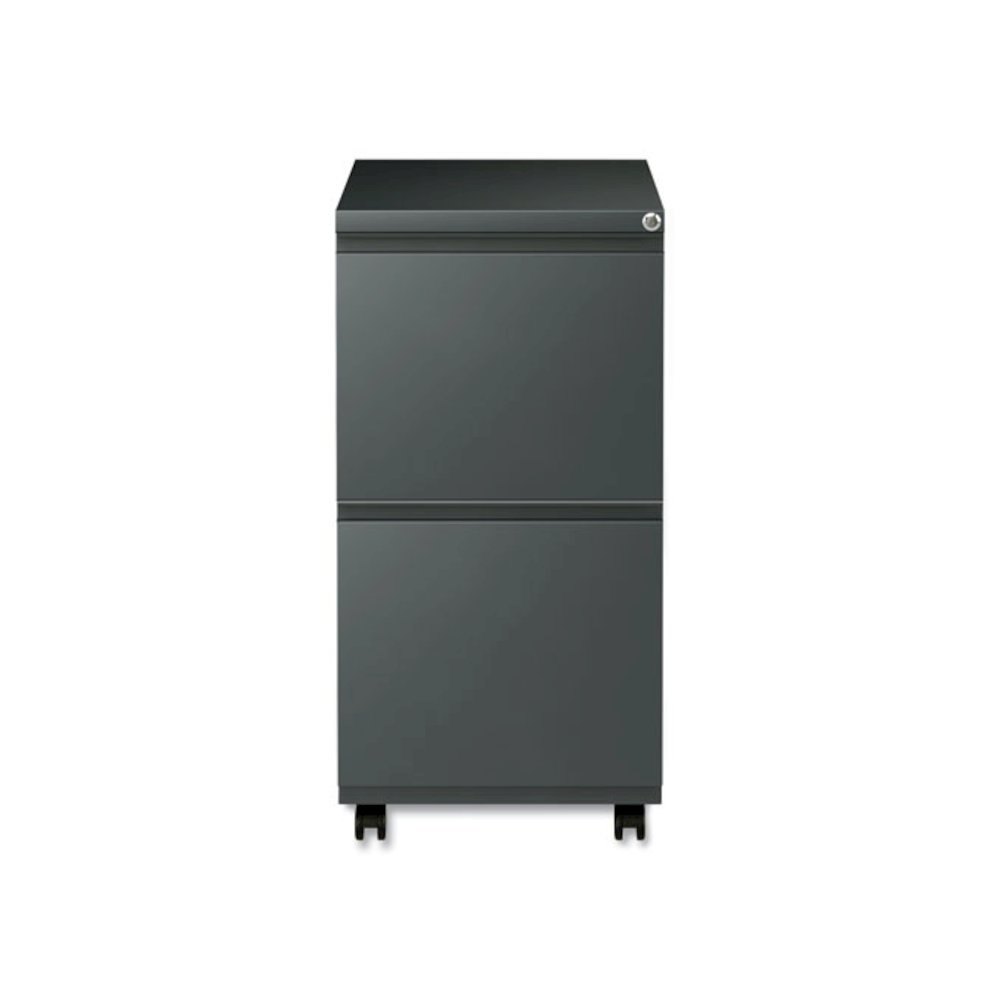 File Pedestal with Full-Length Pull, Left or Right, 2 Legal/Letter-Size File Drawers, Charcoal, 14.96" x 19.29" x 27.75". Picture 5