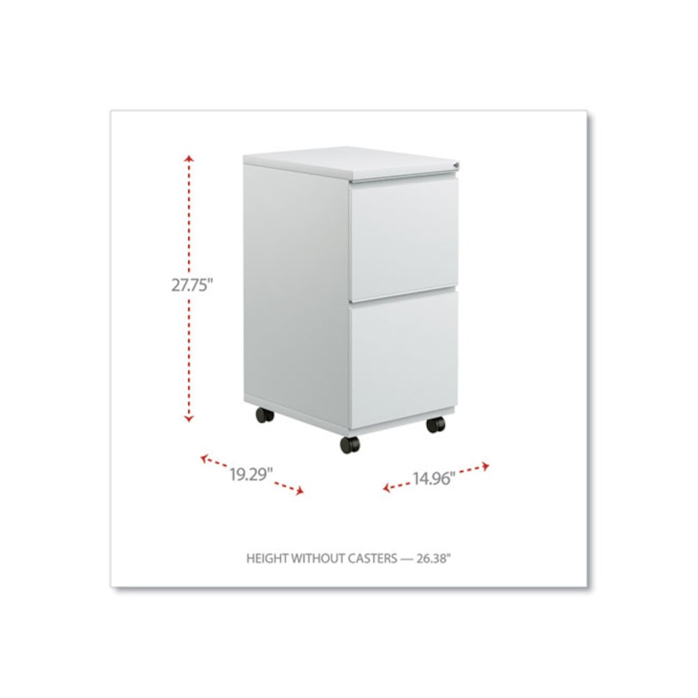 File Pedestal with Full-Length Pull, Left or Right, 2 Legal/Letter-Size File Drawers, Light Gray, 14.96" x 19.29" x 27.75". Picture 2