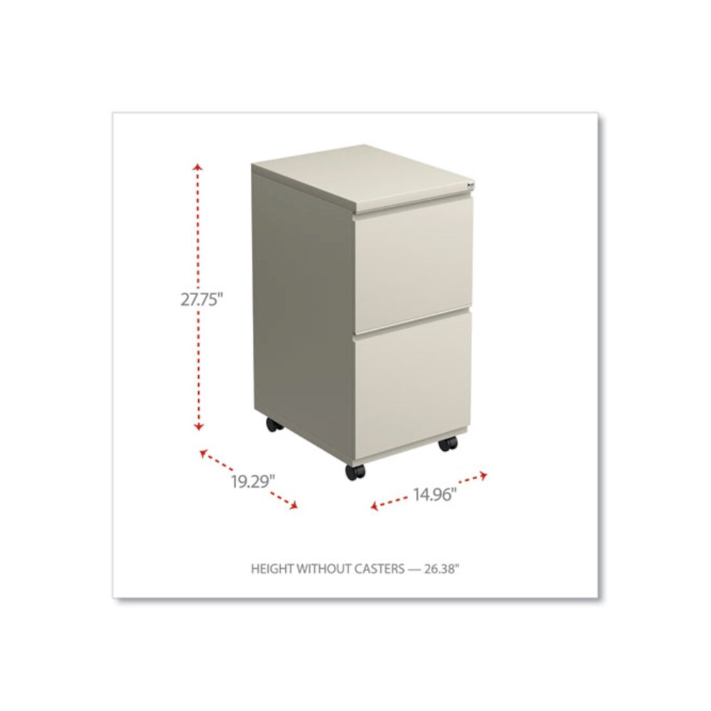 File Pedestal with Full-Length Pull, Left or Right, 2 Legal/Letter-Size File Drawers, Putty, 14.96" x 19.29" x 27.75". Picture 2