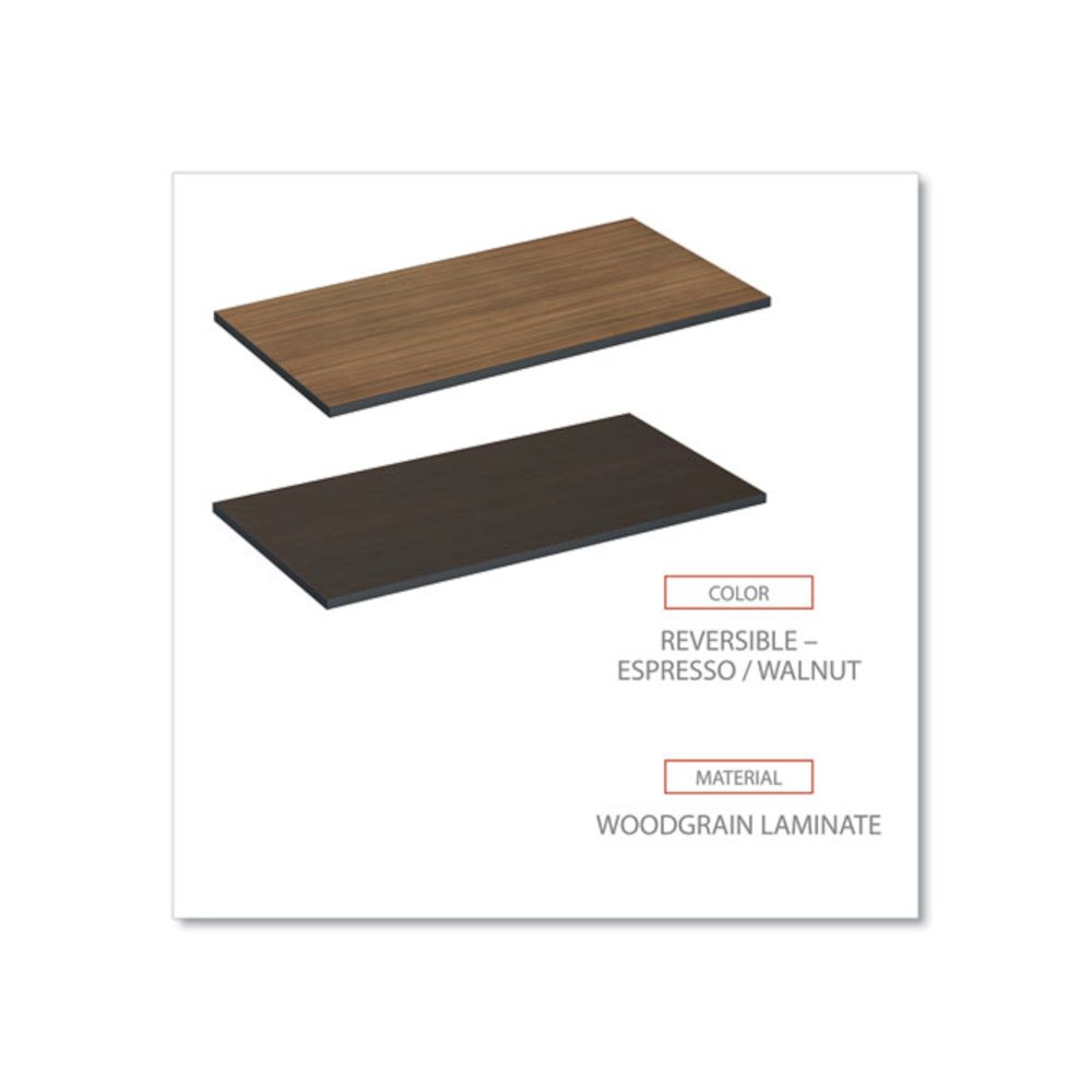 Reversible Laminate Table Top, Rectangular, 47.63w x 23.63d, Espresso/Walnut. Picture 3