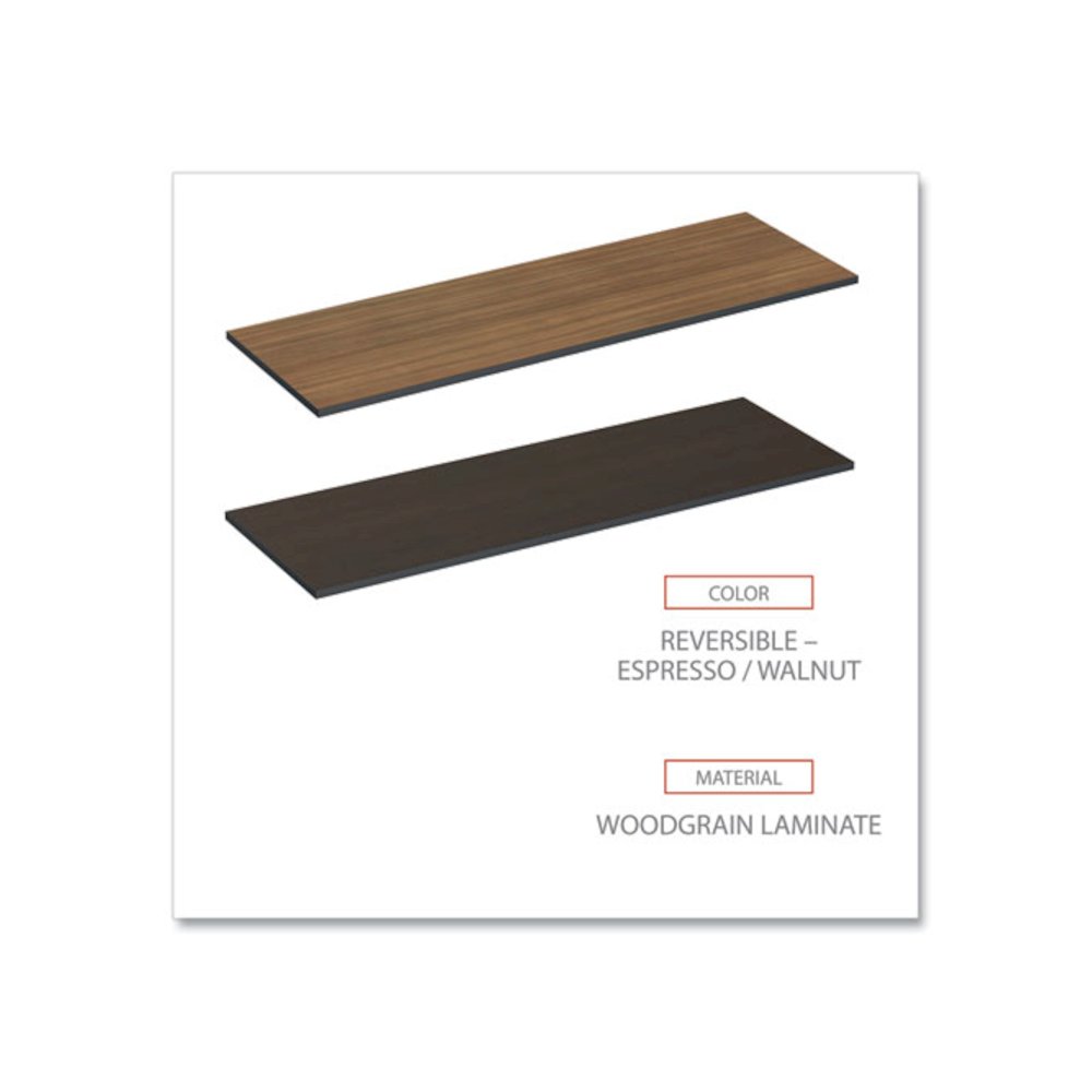 Reversible Laminate Table Top, Rectangular, 71.5w x 23.63d, Espresso/Walnut. Picture 3