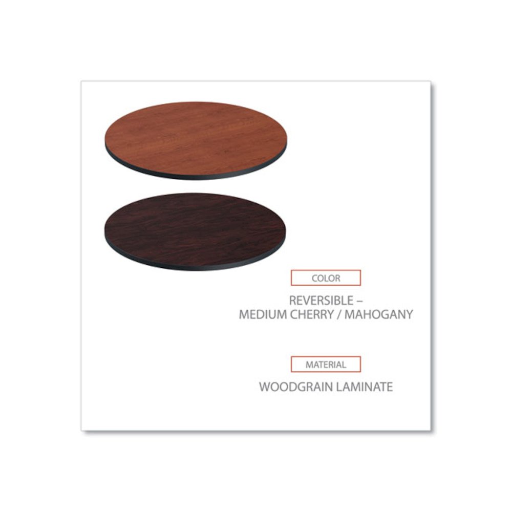 Reversible Laminate Table Top, Round, 35.5" Diameter, Medium Cherry/Mahogany. Picture 3