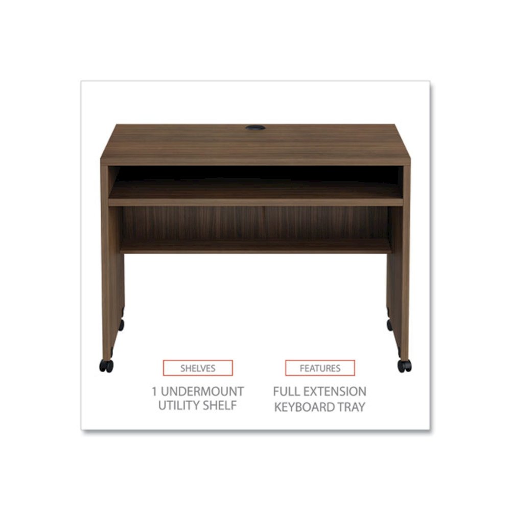 Alera Valencia Series Mobile Workstation Desk, 41.38" x 23.63" x 30", Modern Walnut. Picture 3