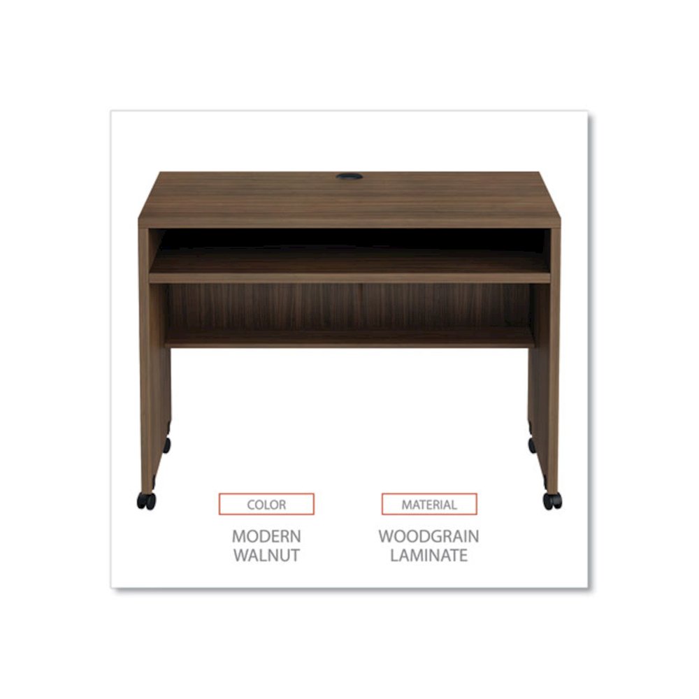 Alera Valencia Series Mobile Workstation Desk, 41.38" x 23.63" x 30", Modern Walnut. Picture 4