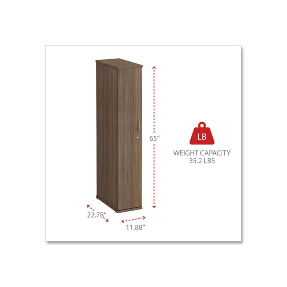 Alera Valencia Series Wardrobe, 11.88w x 22.78d x 65h, Modern Walnut. Picture 2
