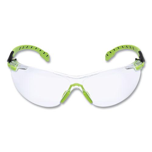 Solus 1000-Series Safety Glasses, Black/Green Plastic Frame, Clear Polycarbonate Lens. Picture 1