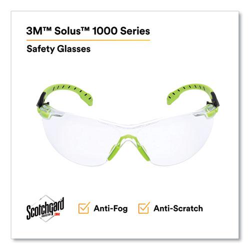 Solus 1000-Series Safety Glasses, Black/Green Plastic Frame, Clear Polycarbonate Lens. Picture 4