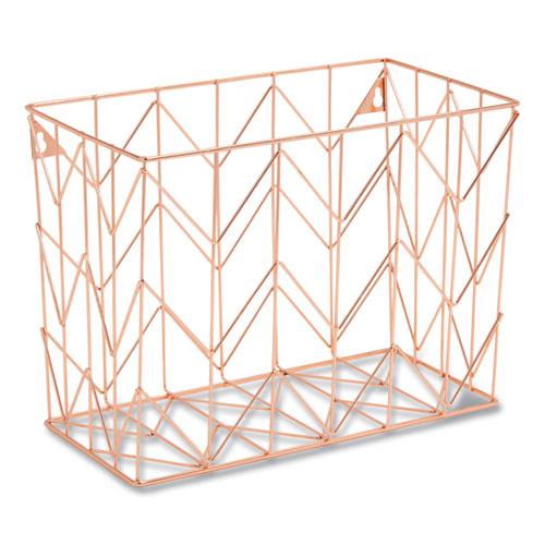 Letter-Size Desktop Fashion Filing Set, Rose Gold, (1) Rack, (3) Hanging Folders, (3) File Folders, (2) Trays,(1) Mail Sorter. Picture 4