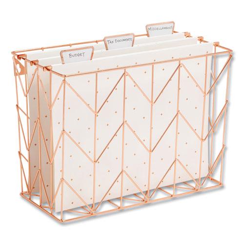 Letter-Size Desktop Fashion Filing Set, Rose Gold, (1) Rack, (3) Hanging Folders, (3) File Folders, (2) Trays,(1) Mail Sorter. Picture 6