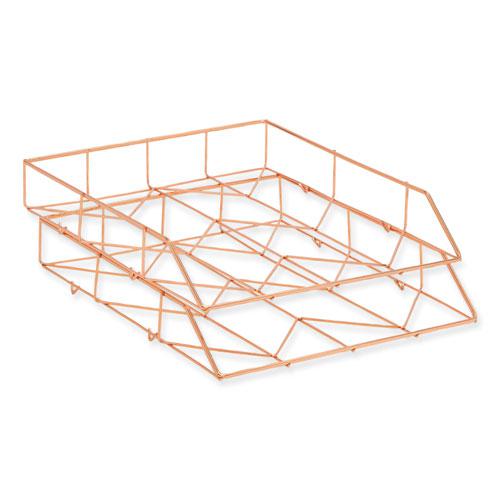 Letter-Size Desktop Fashion Filing Set, Rose Gold, (1) Rack, (3) Hanging Folders, (3) File Folders, (2) Trays,(1) Mail Sorter. Picture 10
