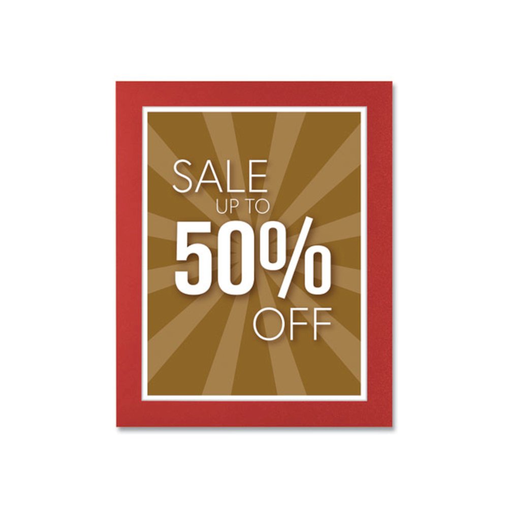 Self-Adhesive Sign Holders, 8.5 x 11 Insert, Clear with Red Border Frame, 2/Pack. Picture 4