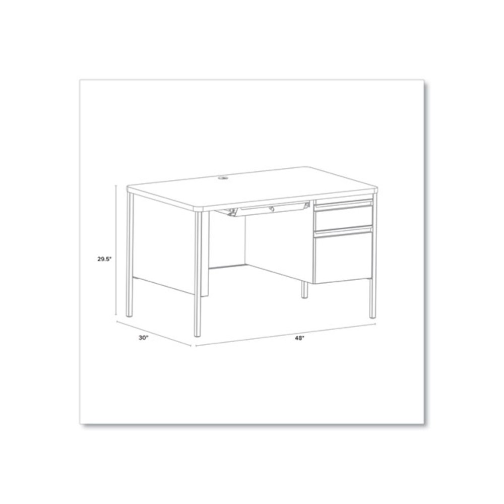 Hirsh 30W x 48D Right Hand File Office Deskfor Schools, Black/Maple. Picture 2