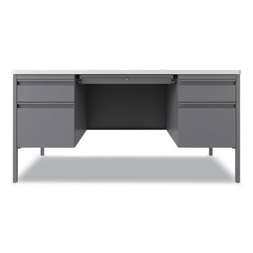 Teachers Pedestal Desks, Left and Right-Hand Pedestals: Box/File Drawer Format, 60" x 30" x 29.5", White/Platinum. Picture 4