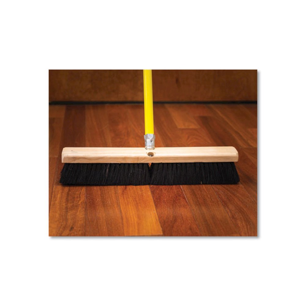 Tampico Push Broom Kit, 18 x 64, Tampico Bristles, Metal Handle, Yellow/Black. Picture 2