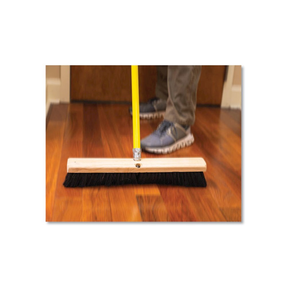 Tampico Push Broom Kit, 18 x 64, Tampico Bristles, Metal Handle, Yellow/Black. Picture 3