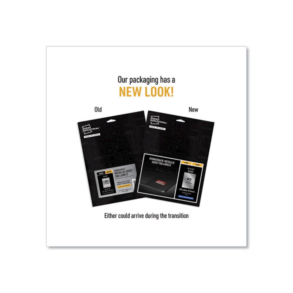 PermaTrack Metallic Asset Tag Labels, Laser Printers, 0.75 x 1.5, Metallic Silver, 40/Sheet, 8 Sheets/Pack. Picture 2