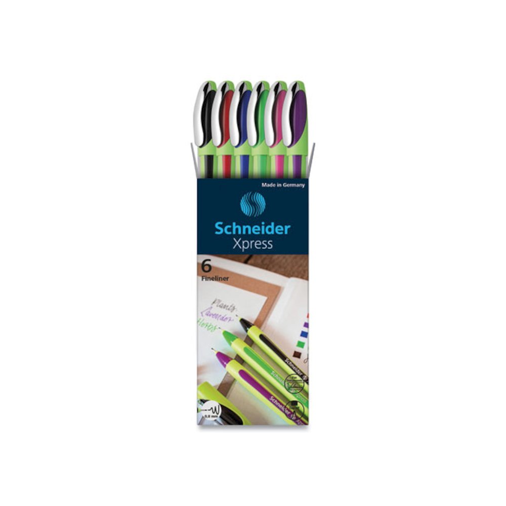 Xpress Fineliner Porous Point Pen, Stick, Fine 0.8 mm, Assorted Ink and Barrel Colors, 6/Pack. Picture 1