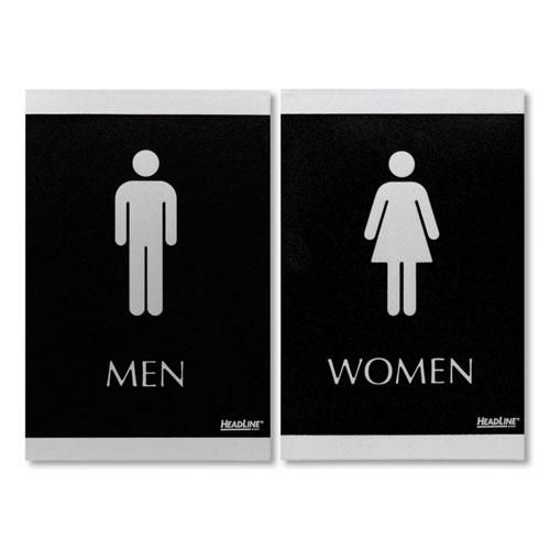 Century Series Office Sign, Men; Women, 6 x 9, Black/Silver. Picture 1