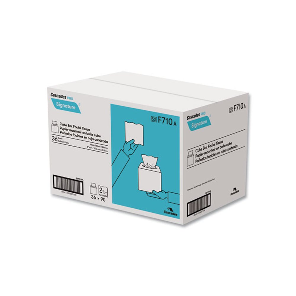 Signature Facial Tissue, Cube Box, 2-Ply, White, 90 Sheets/Box, 36 Boxes/Carton. Picture 3