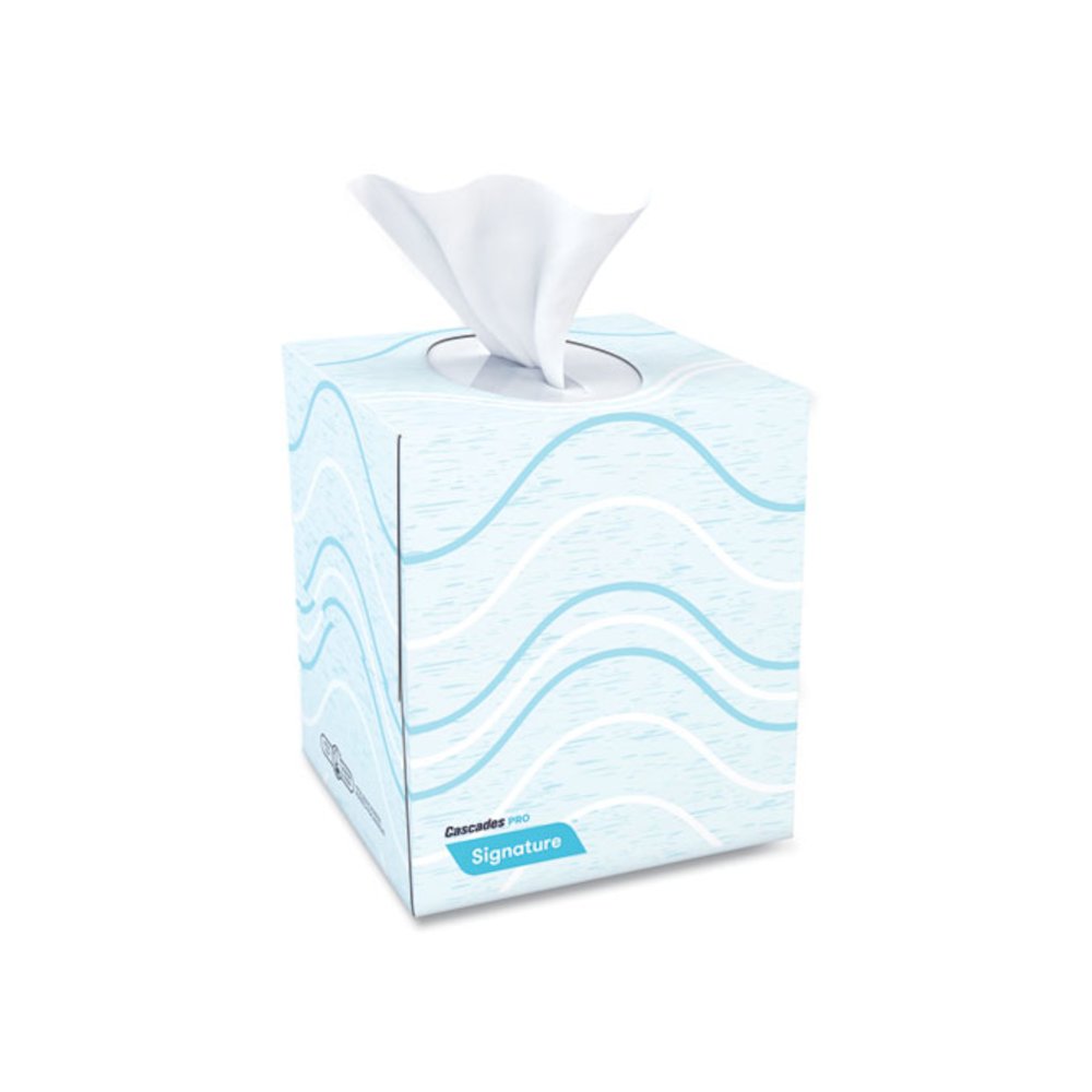 Signature Facial Tissue, Cube Box, 2-Ply, White, 90 Sheets/Box, 36 Boxes/Carton. Picture 2