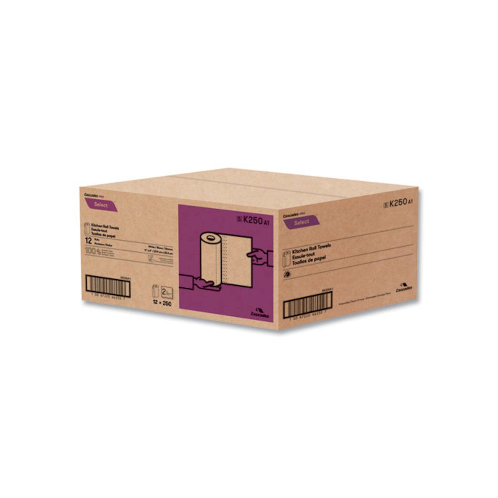 Select Kitchen Roll Towels, 2-Ply, 8 x 11, 250/Roll, 12/Carton. Picture 2