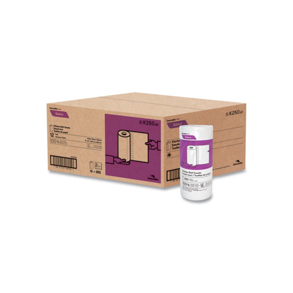 Select Kitchen Roll Towels, 2-Ply, 8 x 11, 250/Roll, 12/Carton. Picture 1