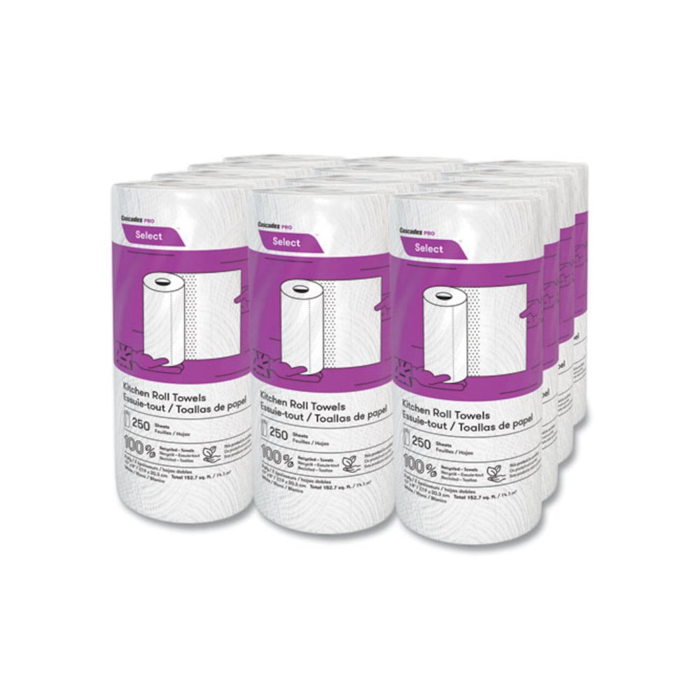 Select Kitchen Roll Towels, 2-Ply, 8 x 11, 250/Roll, 12/Carton. Picture 4