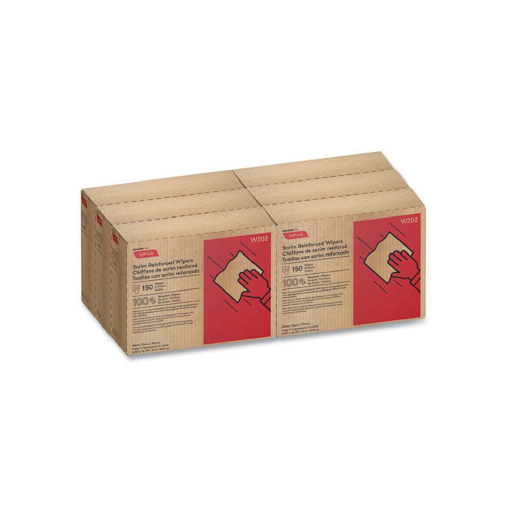 Tuff-Job Scrim Reinforced Wipers, 4-Ply, 9.75 x 16.75, White, 150/Box, 6 Box/Carton. Picture 5
