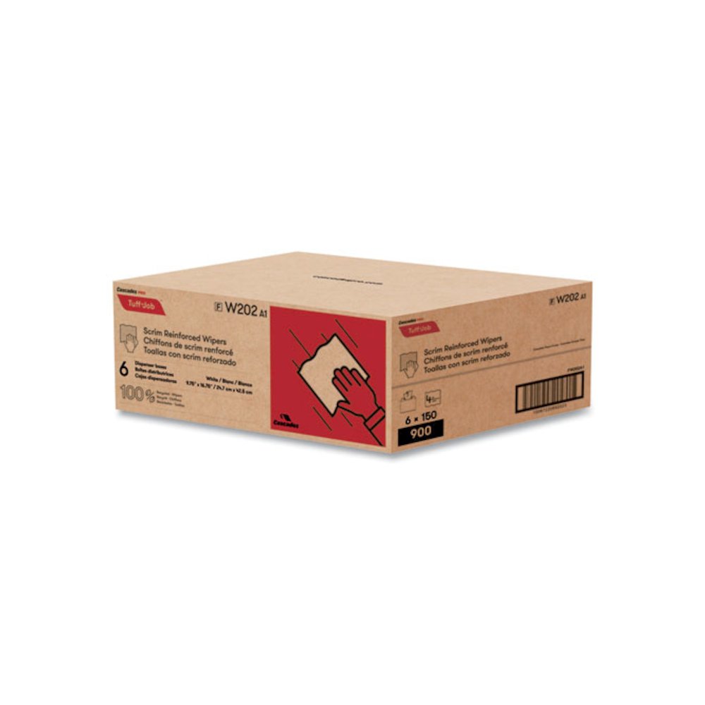 Tuff-Job Scrim Reinforced Wipers, 4-Ply, 9.75 x 16.75, White, 150/Box, 6 Box/Carton. Picture 3