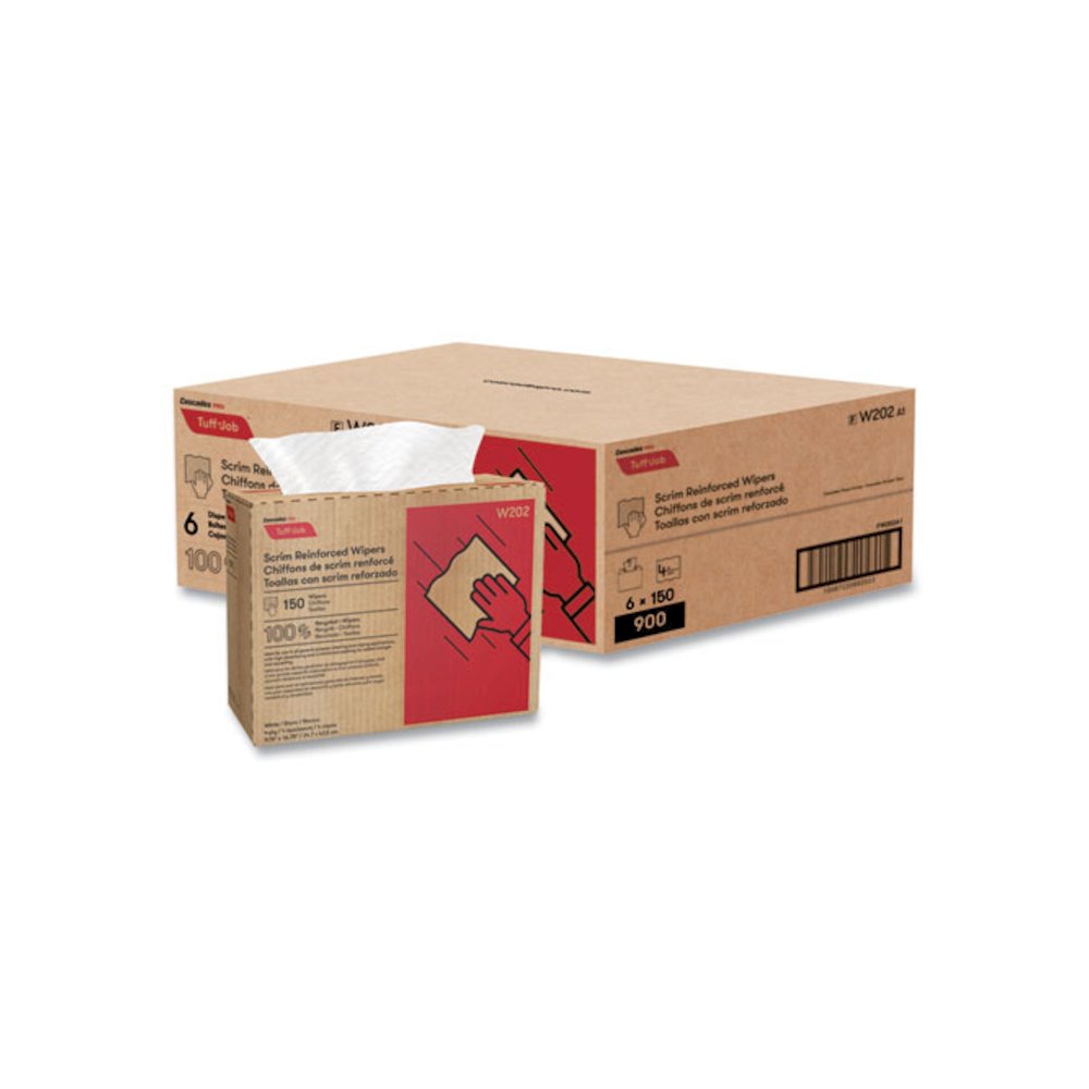 Tuff-Job Scrim Reinforced Wipers, 4-Ply, 9.75 x 16.75, White, 150/Box, 6 Box/Carton. Picture 4