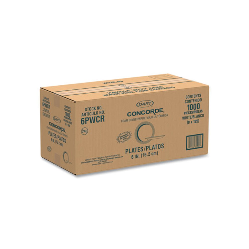 Concorde Foam Plate, 6" dia, White, 1,000/Carton. Picture 2