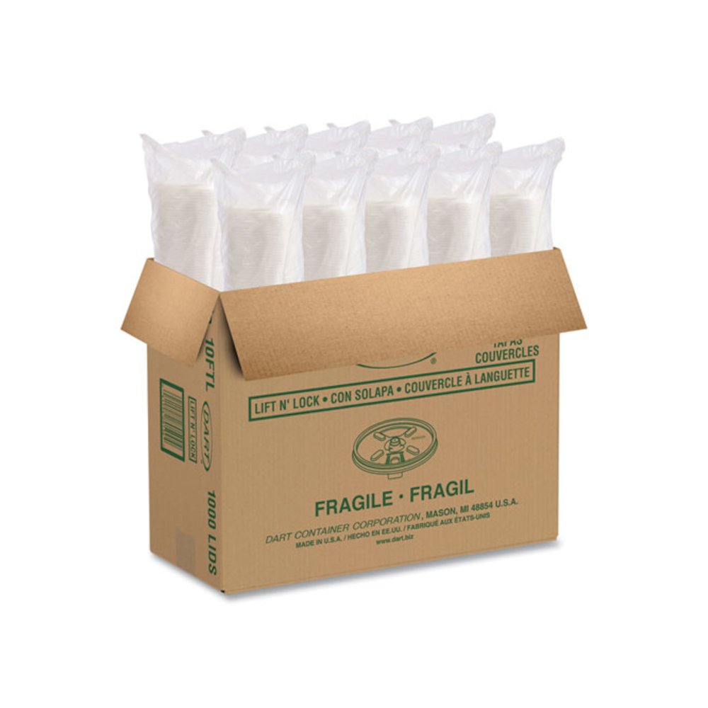 Lift n' Lock Plastic Hot Cup Lids, Fits 10 oz Hot Cups, White, 1,000/Carton. Picture 7