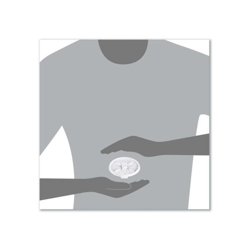 Lift n' Lock Plastic Hot Cup Lids, Fits 10 oz Hot Cups, White, 1,000/Carton. Picture 6