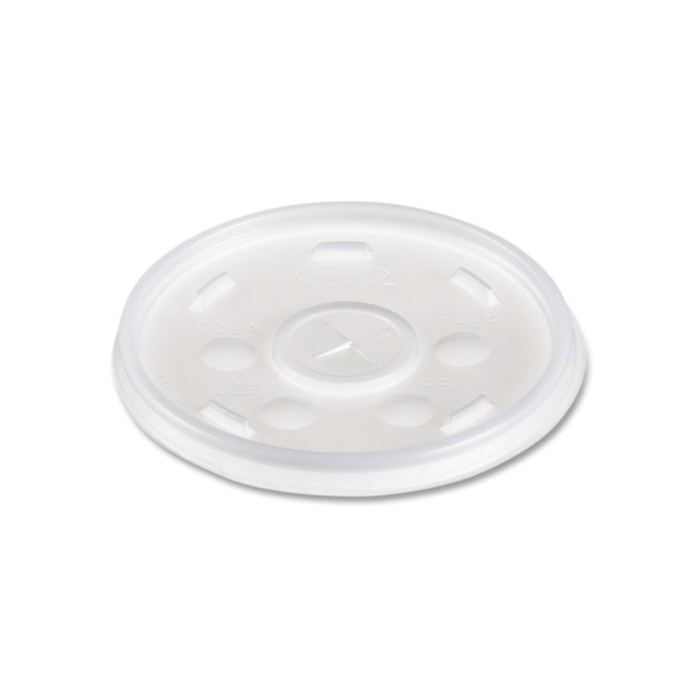 Plastic Lids for Foam Cups/Bowls/Containers, Flat with Straw Slot, Fits 6 oz to 14 oz, Translucent, 100/Pack, 10 Packs/Carton. Picture 1